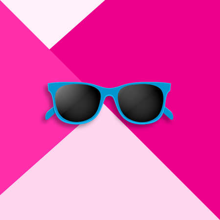 Hipster sunglasses with dark glass on pink backgroundのイラスト素材