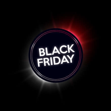 Black Friday sale neon banner. Vector illustration.のイラスト素材