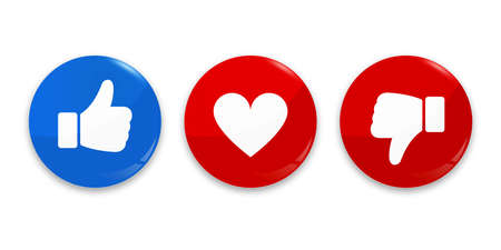 Thumb up, down and heart icon. Vector like, dislike and love icon. Ready like, dislike and love...
