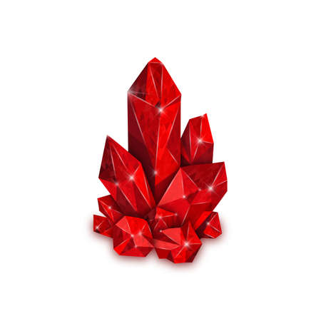 Red big crystal isolated on white background. Ruby jewel. Vector illustration.のイラスト素材