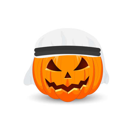 Pumpkin on white background. The main symbol of the Happy Halloween holiday. Arabian pumpkin. Vector illustration.のイラスト素材