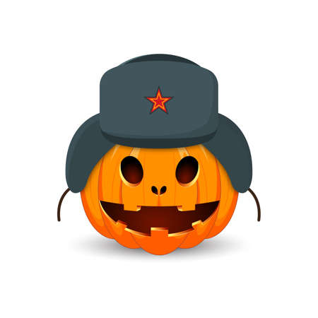 Pumpkin on white background. The main symbol of the Happy Halloween holiday. Russian pumpkin. Vector illustration.のイラスト素材