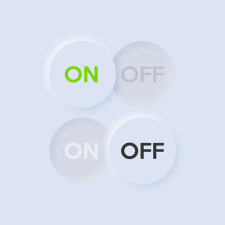 Icon On and Off toggle switch button. Neumorphism UI and UX design. Vector illustration.のイラスト素材