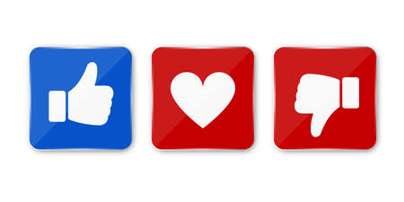 Thumb up, down and heart icon. Vector like, dislike and love icon. Ready like, dislike and love...