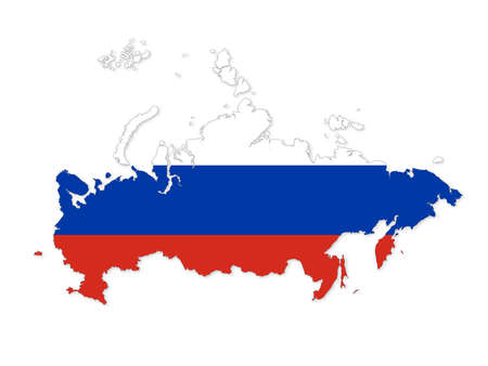 Map of Russia. Russian Federation map. Detailed country shape with flag isolated on white background. Vector illustration.のイラスト素材