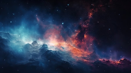 Galaxy and Nebula. abstract space background. Endless universe with stars and galaxies in outer space. Cosmos art. Generative AIの素材