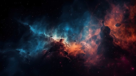 Galaxy and Nebula. abstract space background. Endless universe with stars and galaxies in outer space. Cosmos art. Generative AIの素材