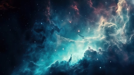 Galaxy and Nebula. abstract space background. Endless universe with stars and galaxies in outer space. Cosmos art. Generative AIの素材