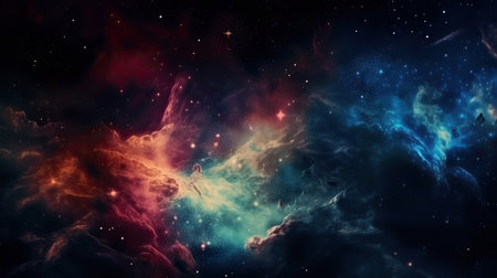 Galaxy and Nebula. abstract space background. Endless universe with stars and galaxies in outer space. Cosmos art. Generative AIの素材