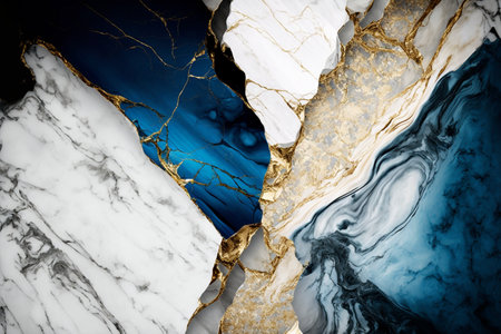 Luxury marble texture background white blue gold. natural stone color material pattern ai generatedの素材