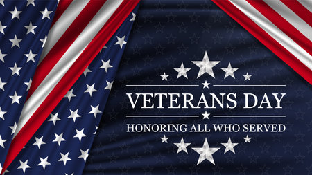 Veterans day background with flag of United States. National holiday of the USA. Vector...