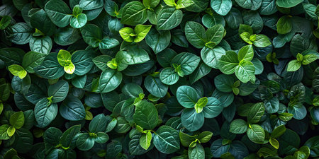 leaves green background. Abstract spring background natural green leaf in the forest. Top view of green leaf in the garden. Flat lay.の素材