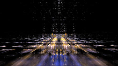 Mining farm, cryptocurrency mining, large workshop hangar. Bitcoin mining big pool. 3d render