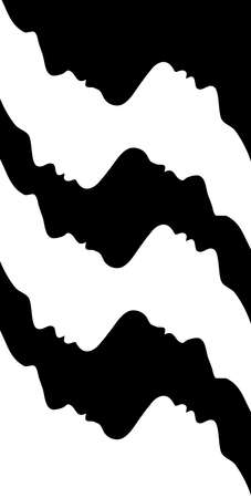 Man and woman black and white silhouette. Relationships, society, confrontation of sexes. Defending opinion of a man and a womanの写真素材