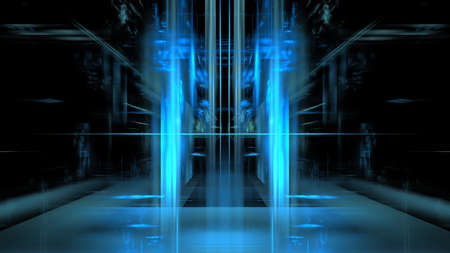 Color futuristic showcase scene background. Modern dark neon fantastic reflection showcase...