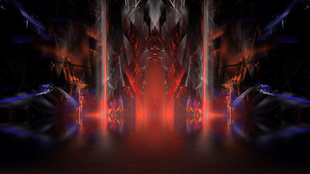 Color futuristic showcase scene background. Modern dark neon fantastic reflection showcase...