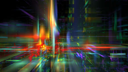 Abstract 3d space, design elements. Digital technologies and data centers. Building design, digital...