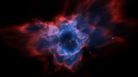 Cosmic nebula in space among stars and galaxies. Gas dust clouds nebula in outer space. Birth and...