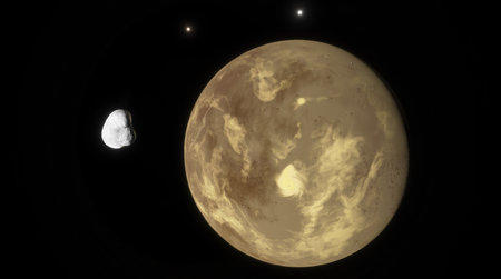 Fantasy is an abstract planet in space against the background of stars and galaxies. 3d illustration