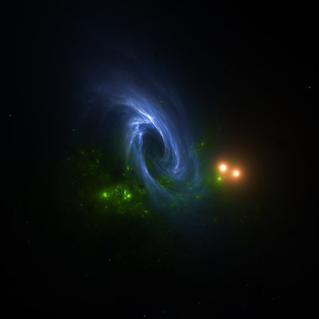 Cosmic nebula in space among stars and galaxies. Gas dust clouds nebula in outer space. Birth and...