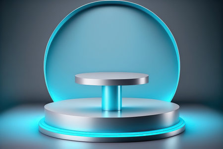 Soft color product display podium metallic background. Pedestal for cosmetic product placement. 3d renderingの写真素材