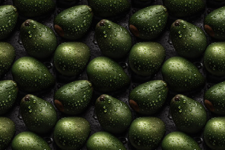 Wet Avocado symmetrical seamless pattern, fruit backgroundの写真素材