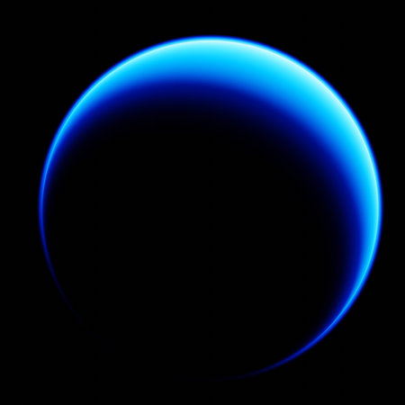 Blue planet Neptune, silhouette on a black background. 3d renderingの写真素材