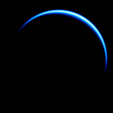 Blue planet Neptune, silhouette on a black background. 3d renderingの写真素材