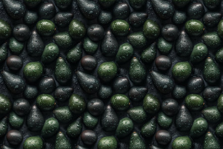 Wet Avocado symmetrical seamless pattern, fruit background
