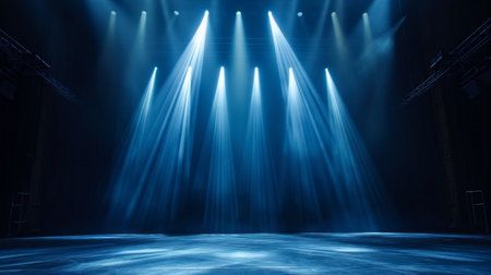 Artistic performances stage light background with spotlight illuminated the stage. Empty podium, smokeの素材