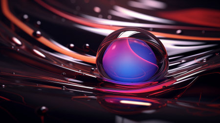 Drops oil different colors, splashes of water paint on dark background, macro. Oil refining industry, engine oil. 3d renderの写真素材