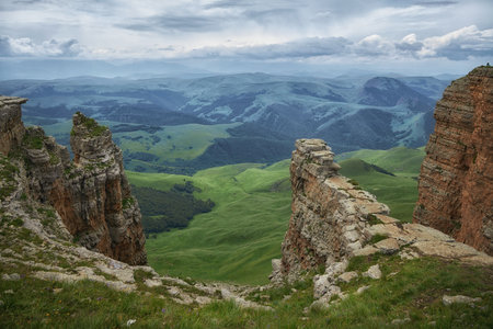 Landscape of Caucasus Bermamyt Canyon, stunning natural wonder awaiting adventurers. Mountains and...