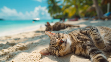 cat vacation in a nice resort, relax, cat-friendly, cats, chilの素材