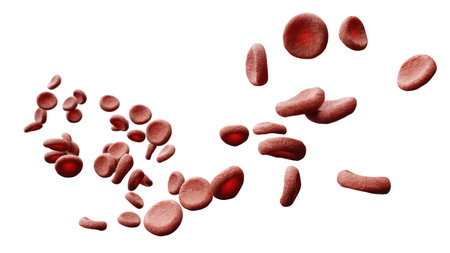 Numerous red blood cells moving through the bloodstream, highlighting their role in transporting oxygen and nutrients in the human body during circulation. 3d renderの写真素材