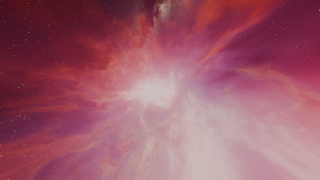vivid cosmic display showcases a swirling explosion of colors in deep space, filled with bright stars scattered across a background of purple and pink hues. 3d renderの写真素材