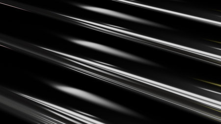 Long, smooth lines stretch diagonally across the space. Light reflects off the surface, creating a bright and shiny effect. scene presents a sleek and contemporary look. 3d render.の写真素材