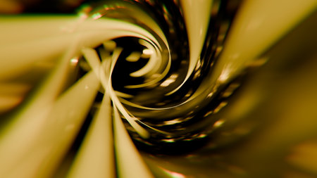 dynamic swirl of golden and dark colors forms a captivating spiral design, evoking a sense of depth...