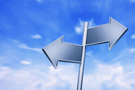 Empty signposts with bright blue sky