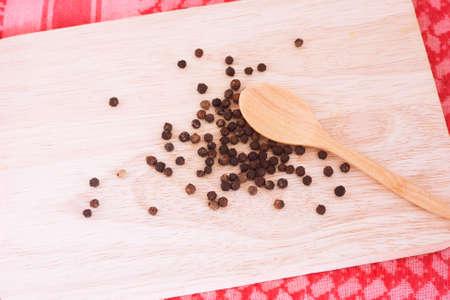 Spices and chopping wood on the apron.