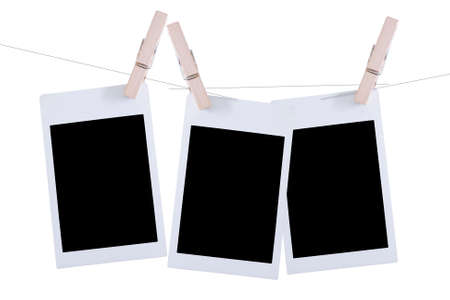 Retro photo frame isolated on white backgroundの写真素材