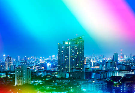 Colorful view of bangkok city in the nightの写真素材