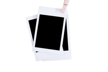 Retro photo frame isolated on white backgroundの写真素材