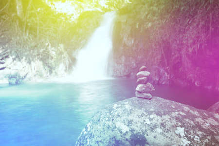 Tad kaeng nyui Waterfall, Vangvieng, Loas, Colorful styleの写真素材