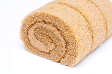 Roll cake isolated on a white background