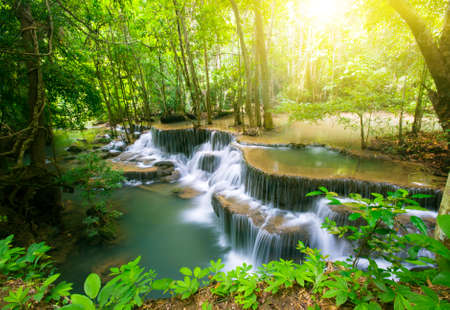 Huay Mae Khamin, paradise Waterfall located in deep forest of Thailandの写真素材