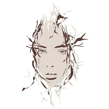 An illustration of a colorful female face design.のイラスト素材