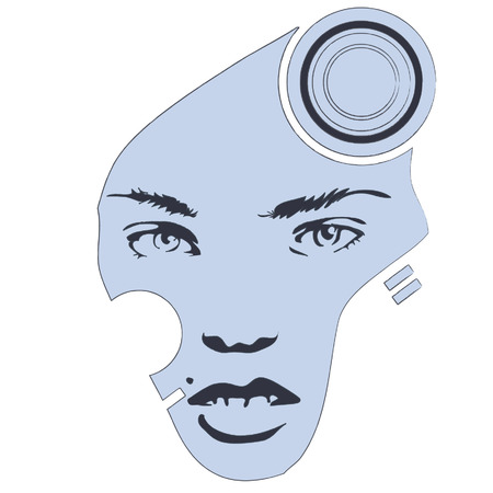 An illustration of a colorful techy face design.のイラスト素材