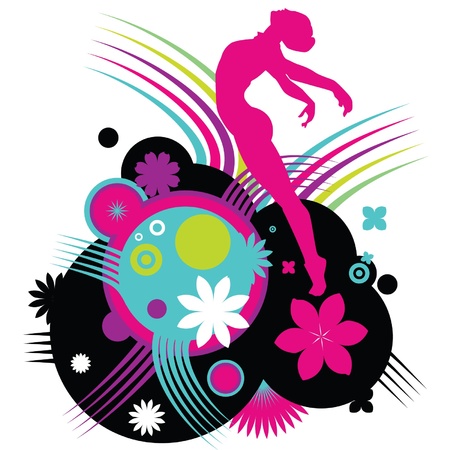 girl dancing diving designsのイラスト素材