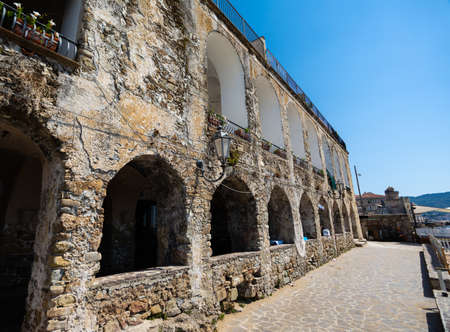 Panorama of the old town of castellabate, on cilento coast, italyの写真素材