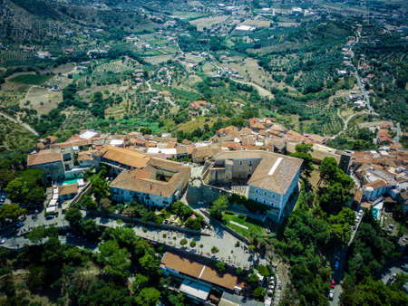 Panorama of the old town of castellabate, on cilento coast, italyの写真素材